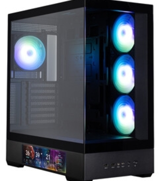 Компьютерный корпус ZALMAN P40 DS, ATX, черный, WINDOW, 9.1-inch LCD screen, 2xCombo(2.5” or 3.5”), 1x2.5”, 1xUSB TYPE-C, 2xUSB 3.0, SIDE 3x120мм ARGb, REAR 1x120мм ARGb