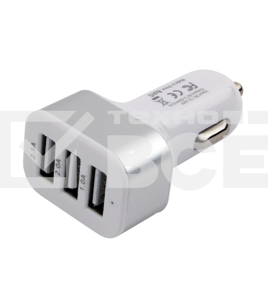 Адаптер питания Cablexpert MP3A-UC-CAR17, 12V->5V 3-USB, 2.1/2/1A