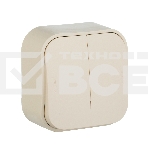 Переключатель 2-клавишный 10А 782236 Legrand Quteo Сл. кость, фото 1