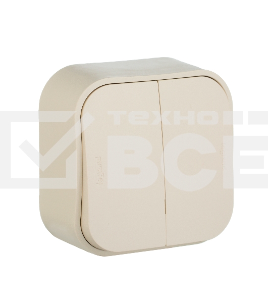 Переключатель 2-клавишный 10А 782236 Legrand Quteo Сл. кость