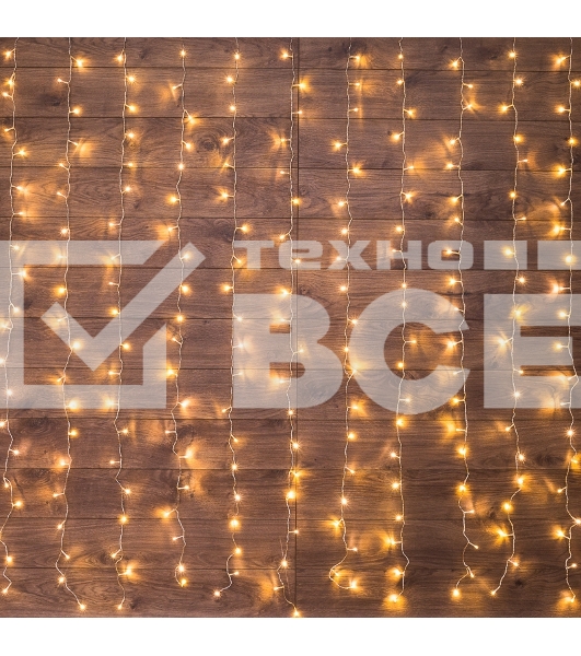 Гирлянда светодиодная Neon-night Дождь 3х2 м 240 LED, прозрачный ПВХ, с контроллером, теплое белое свечение