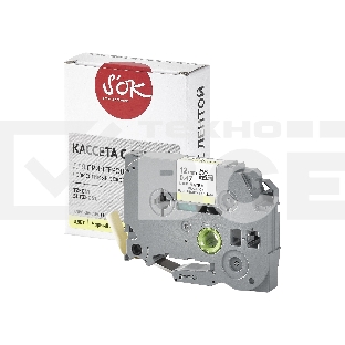 Кассета с лентой S'OK by Sakura Printing TZEC31 для Brother, черный на желтом, 12мм/8м, наклейка