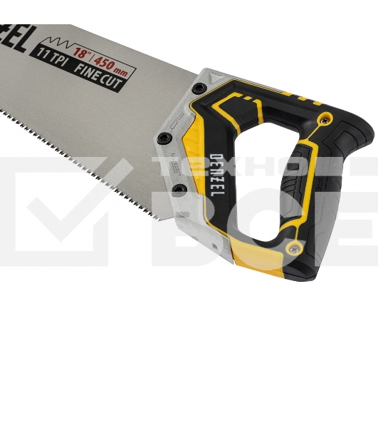 Ножовка по дереву Denzel 450 мм, 11 TPI, зуб 3D, металлопластиковая рукоятка