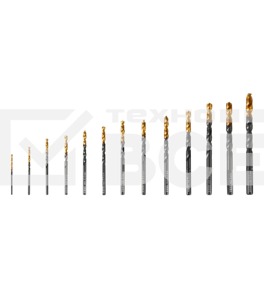 Набор сверл по металлу, 1,5-6,5 мм, HSS-Tin, Golden Tip, 13 шт  Denzel