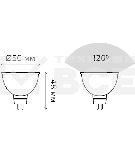 Лампа GAUSS LED Elementary 13516MR16 GU5.3 5.5W 2700К1/10/100