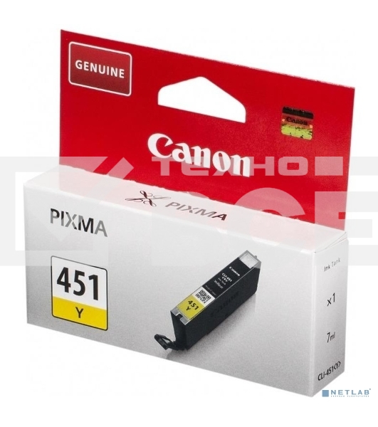 Картридж струйный CLI-451Y (6526B001) для Canon PIXMA iP7240/MG6340/MG5440, Желтый(Yellow), 344стр.