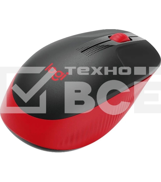 Мышь беспроводная Logitech M190 черный/красный, 1000 dpi, радиоканал, USB, кнопки - 3