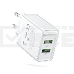 Сетевое зарядное устройство Vention на 2 порта USB (A+A) QC 3.0 Белый, фото4