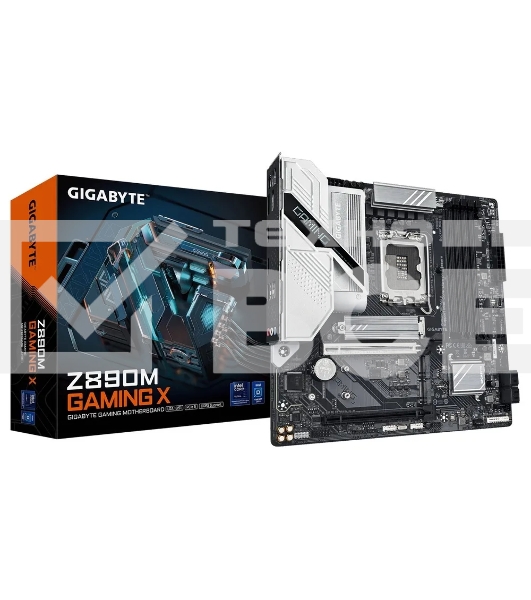 Материнская плата Gigabyte Z890M GAMING X, LGA 1851, Intel Z890, 4xDDR5, 4xSATA, 3xM.2, 1xPCIe 5.0 x16, 1xPCIe 4.0 x16, 1xHDMI, 2xDP, 1x 2.5Gb LAN, 2xUSB-A 2.0, 3xUSB-A 3.2 Gen 1, 3x3.5 мм, 7.1, mATX