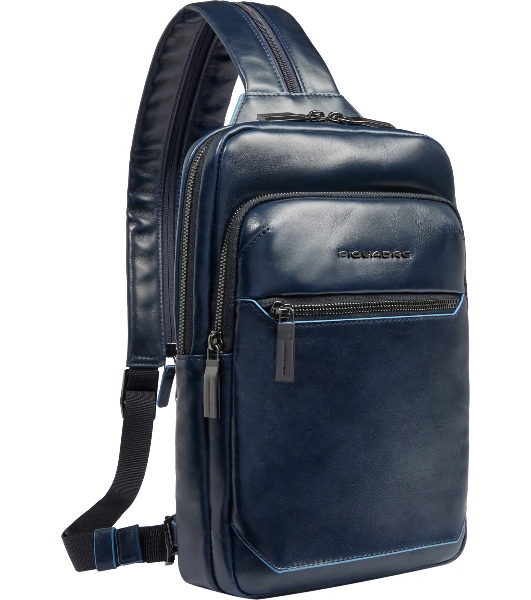 Рюкзак слинг мужской Piquadro Blue Square CA6589B2/BLU2, кожа, темно-синий