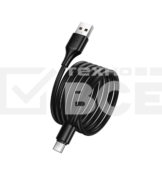 Кабель USB2.0 Hoco AM/Type-C, 3А, X120, 1м, черный, коробка