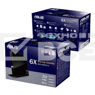 Привод Blu-Ray Asus SBC-06D2X-U/BLK/G/AS черный USB slim внешний RTL