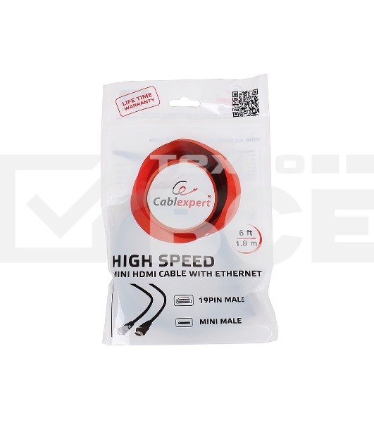 Кабель Cablexpert HDMI-mini HDMI CC-HDMI4C-6, 19M/19M, v2.0, медь, позол.разъемы, экран, 1.8м, черный, пакет