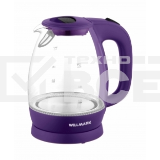Чайник электрический Willmark WEK-1705GV (1.7л, LED-подсв., корп. из стекла, фиолетов., 2200Вт)