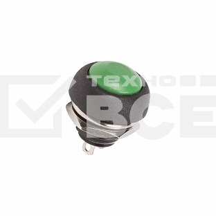 Выключатель-кнопка 250V 1А (2с) OFF-(ON) Б/Фикс зеленая Micro Rexant