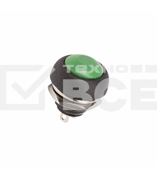 Выключатель-кнопка 250V 1А (2с) OFF-(ON) Б/Фикс зеленая Micro Rexant