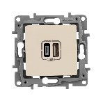 Зарядное устройство с двумя USB-разьемами тип A-тип С Legrand 240В/5В 3000мА - Etika - Цвет Слоновая кость, фото3