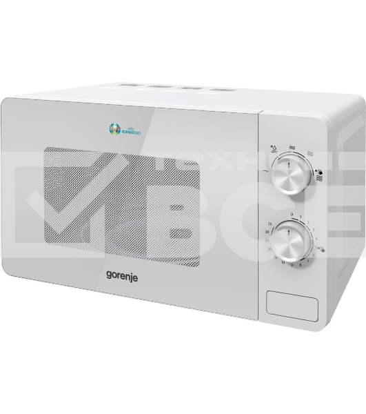 Микроволновая печь Gorenje MO20E1W2 белый, 20 л, 800 Вт, переключатели - поворотный механизм