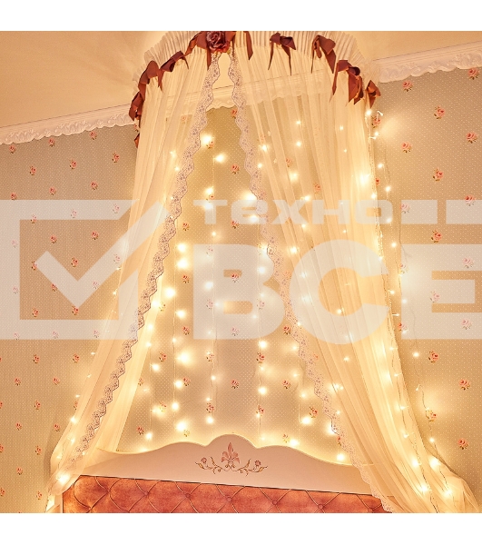 Гирлянда светодиодная Neon-night Дождь 3х2 м 240 LED, прозрачный ПВХ, с контроллером, теплое белое свечение