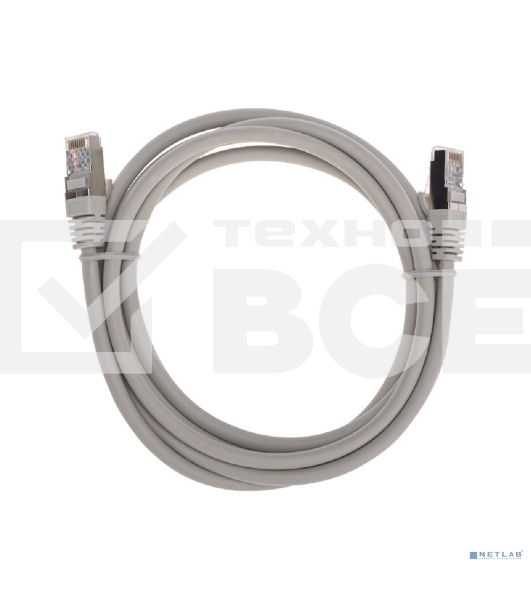 Патч-корд S/FTP REXANT категория 6A (10G), RJ45-RJ45, неэкранированный, 28AWG, LSZH, серый, 2 м