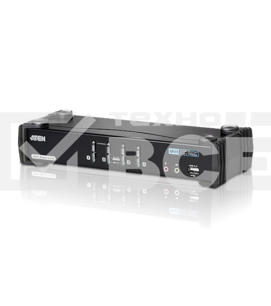 Переключатель KVM ATEN CS1784A-AT-G KVM+Audio+USB 2.0, 1 user USB+DVI => 4 cpu USB+DVI, со шнурами USB 4х1.8м., 2560x1600 60Hz DVI-D Dual Link/2048x
