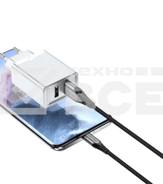 Сетевое зарядное устройство Vention на 2 порта USB (A+A) QC 3.0 Белый