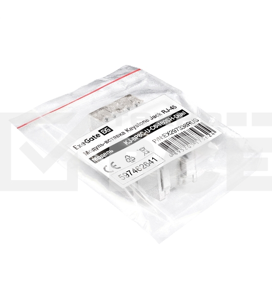 Модуль-вставка Keystone Jack RJ-45 ExeGate KJ-8P8C-U-C6-180SH-Dual (Кат.6, неэкранированная, 180 градусов, со шторками, IDC Krone/110)