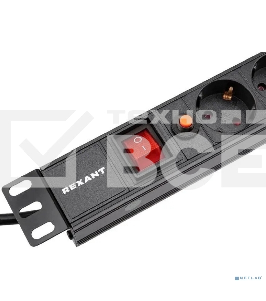 Блок распределения питания Rexant для 19' шкафов, горизонтальный, 8 розеток СЕЕ 7/4, 16A, выкл, алюм корп, шнур 2м, вилка СЕЕ 7/7