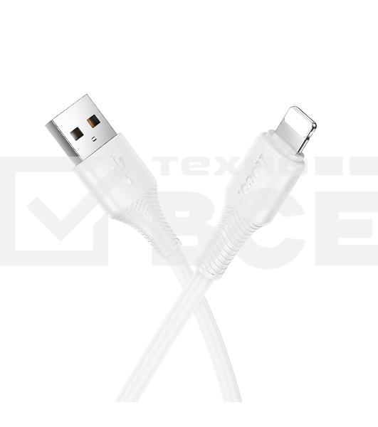Кабель USB2.0 Hoco AM/Lightning, 2.4А, X120, 1м, белый, коробка