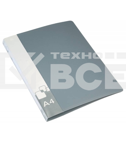 Папка на 2-х D-кольцах Бюрократ -0840/2DGREY A4 пластик 0.8мм кор.40мм внут.и торц.карм серый