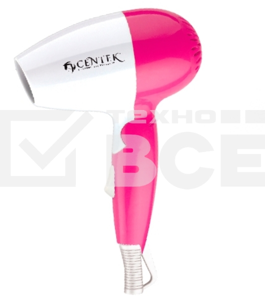 Фен Centek CT-2229 (бел/роз) 1200Вт, 2 скорости и температуры нагрева, складная ручка