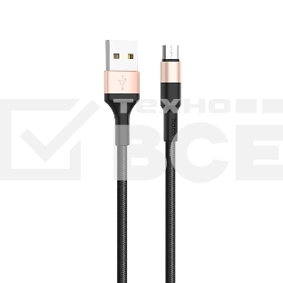 Кабель USB 2.0 hoco X26, AM/microBM, черно-золотой, 1м
