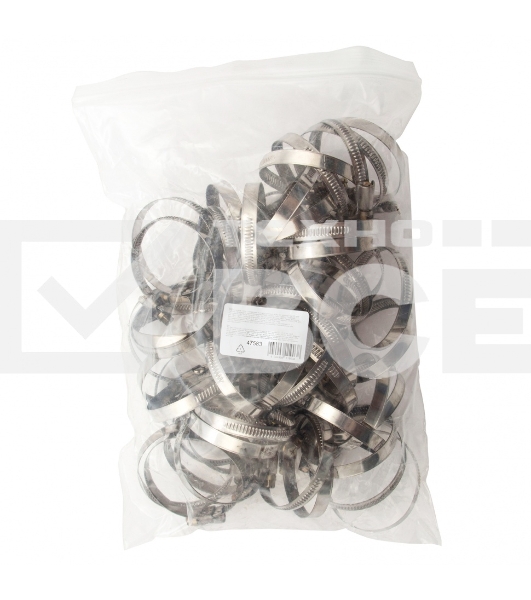 Хомуты Сибртех нержав. сталь, стандартное болтовое крепление 40-60 мм, ширина 9 мм, 50 шт.