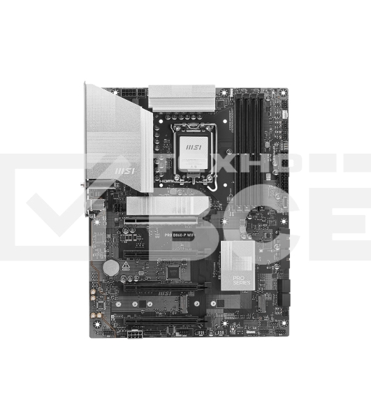 Материнская плата MSI PRO B860-P WIFI, LGA 1851, Intel B860, 4xDDR5, 4xSATA, 3xM.2, 1xPCIe 5.0 x16, 1xPCIe 4.0 x4, 2xPCIe 4.0 x1, 1xHDMI, 1xDP, 1xUSB-C, 1x 5Gb LAN, 2xUSB-A 3.2 Gen 2, 2xUSB-A 3.2 Gen 1, 4xUSB-A 2.0, 3x3.5 мм, 7.1, Wi-Fi 7, ATX