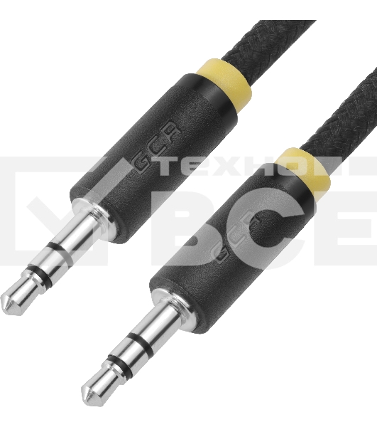 Кабель аудио Greenconnect0.5m jack 3,5mm/jack 3,5mm, нейлон, черный, желтая окантовка, ультрагибкий, 28 AWG, M/M, Premium, экран, стерео(GCR-AVC8114-0.5m)