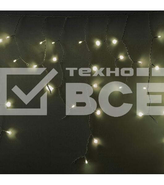Гирлянда Айсикл (бахрома) светодиодный, 5,6 х 0,9 м, с эффектом мерцания, БЕЛЫЙ провод 