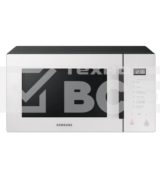 Микроволновая печь Samsung MG23T5018AE/BW белый, 23 л, 800 Вт, переключатели - сенсор