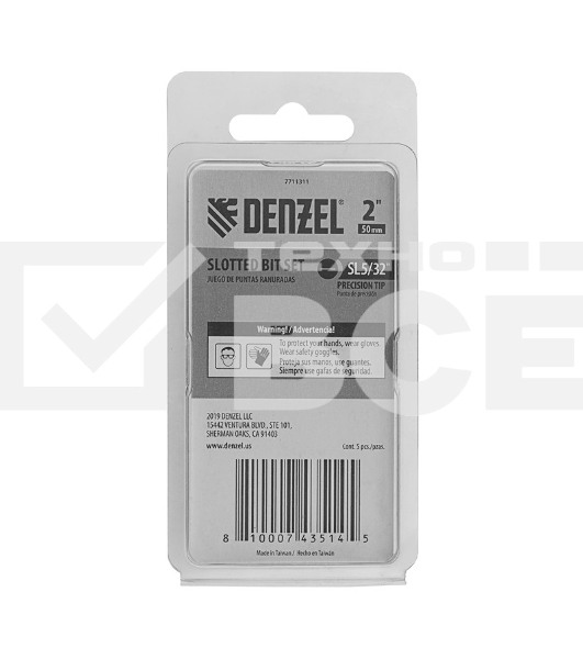 Набор бит Denzel, SL5/32