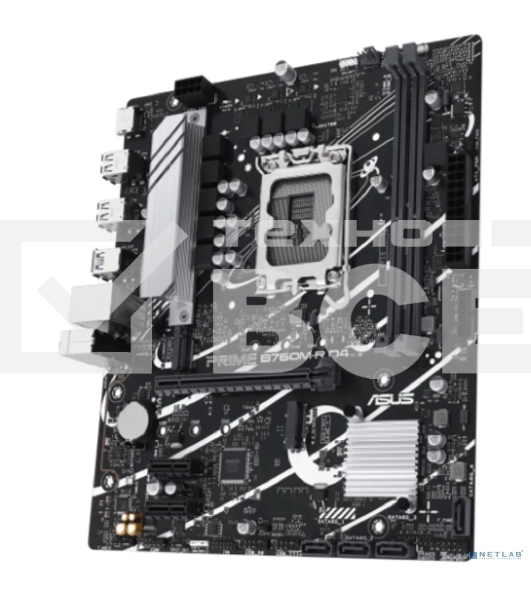 Материнская плата ASUS PRIME B760M-R D4, LGA 1700, Intel B760, 2xDDR4, 4xSATA, 2xM.2, 1xPCIe 4.0 x16, 1xPCIe x1, 1xHDMI, 1x 2.5Gb LAN, 4xUSB-A 2.0, 4xUSB-A 3.2 Gen 1, 3x3.5 мм, 7.1, mATX