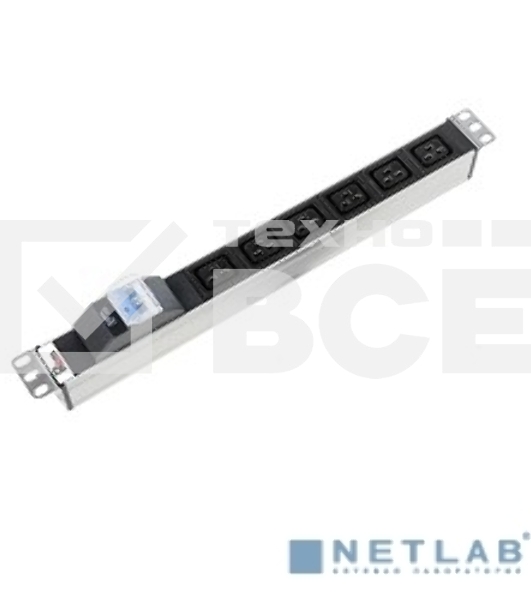 Блок розеток ЦМО Rem-16 с авт. 16А, 6 IEC 60320 C19, 16A, алюм., 19