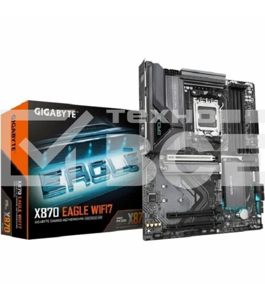 Материнская плата Gigabyte X870 EAGLE WIFI7, AM5, AMD X870, 4xDDR5, 4xSATA, 3xM.2, 1xPCI-E 5.0 x16, 2xPCI-E 3.0 x1, 1xHDMI, 1xUSB-C (DP), 1x 2.5Gb LAN, 4xUSB-A 2.0, 3xUSB-A 3.2 Gen 1, 1xUSB-A 3.2 Gen 2, 2xUSB-C 3.2 Gen 2 (USB4), 3x3.5 мм, 7.1, ATX