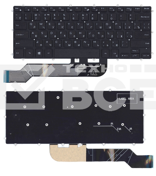 Клавиатура для ноутбука Dell Inspiron 13-5368 черная без рамки