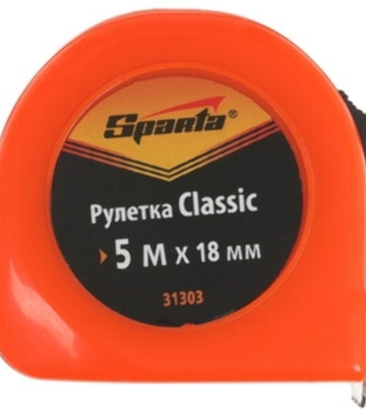 Рулетка Sparta Classic, 5 м х 18 мм, пластиковый корпус