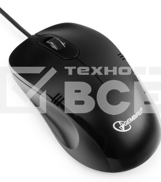 Мышь проводная Gembird MOP-100 черный, 1000 dpi, USB, кнопки - 3