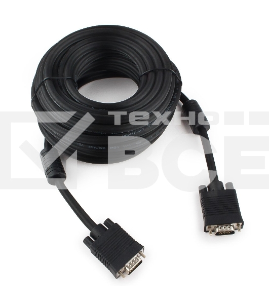 Кабель Gembird/Cablexpert CC-PPVGA-10M-B, Кабель VGA Premium , 15M/15M, 10м, черный, тройной экран, феррит.кольца