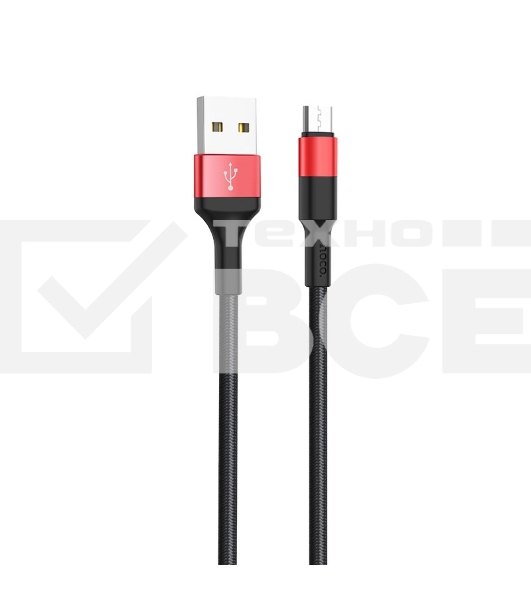 Кабель USB 2.0 hoco X26, AM/microBM, черно-красный, 1м