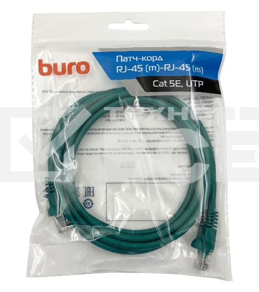 Патч-корд Buro UTP cat5E 2м зеленый RJ-45 (m)-RJ-45 (m)