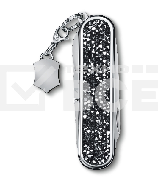 Нож перочинный Victorinox Classic Brilliant Crystal (0.6221.35) 58мм 5 функций черный/серебристый подар.коробка