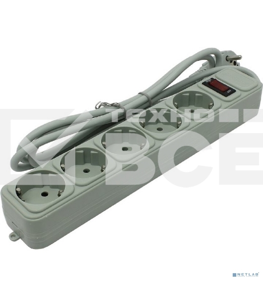Сетевой фильтр ExeGate EX266862RUS SP-5-1.5G (5 розеток, 1.5м, евровилка, светло-серый)
