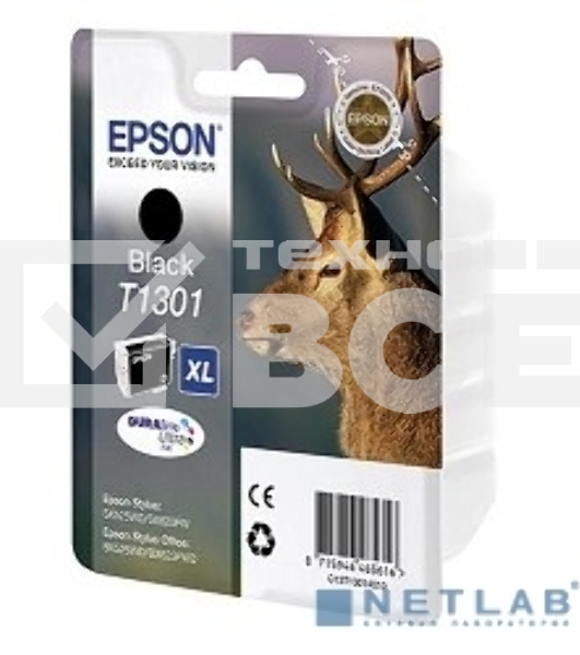 Картридж струйный Epson T1301 (C13T13014012/C13T13014010) черный, 25.4 мл, для SX520WD/SX620FW/BX525WD/BX625FWD